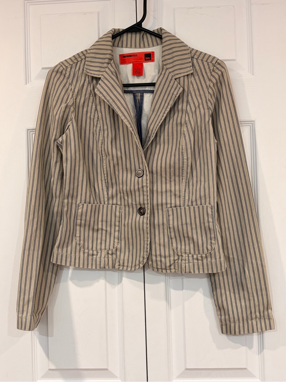 Madewell Beige and Navy Striped Women's Blazer